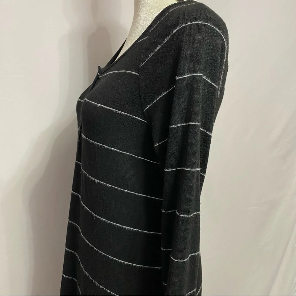SO Perfectly Soft Black & White Henley Knee Length Sleep Dress  Size M #1359